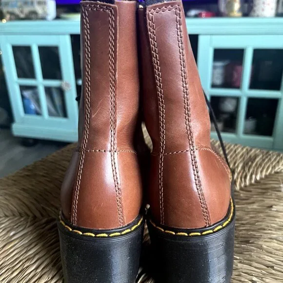 Dr. Martens Brown Leather Lace-Up Platform Boots - Picture 4 of 7